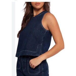 Petal + Pup Levi Denim Tank Top Blue Sleeveless Cropped Casual Boho Women’s S